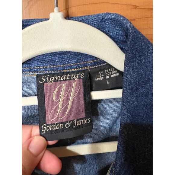 Vtg Gordon & James Signature 90s Y2K Denim Studded Vest Rhinestone Vintage L - Picture 4 of 10